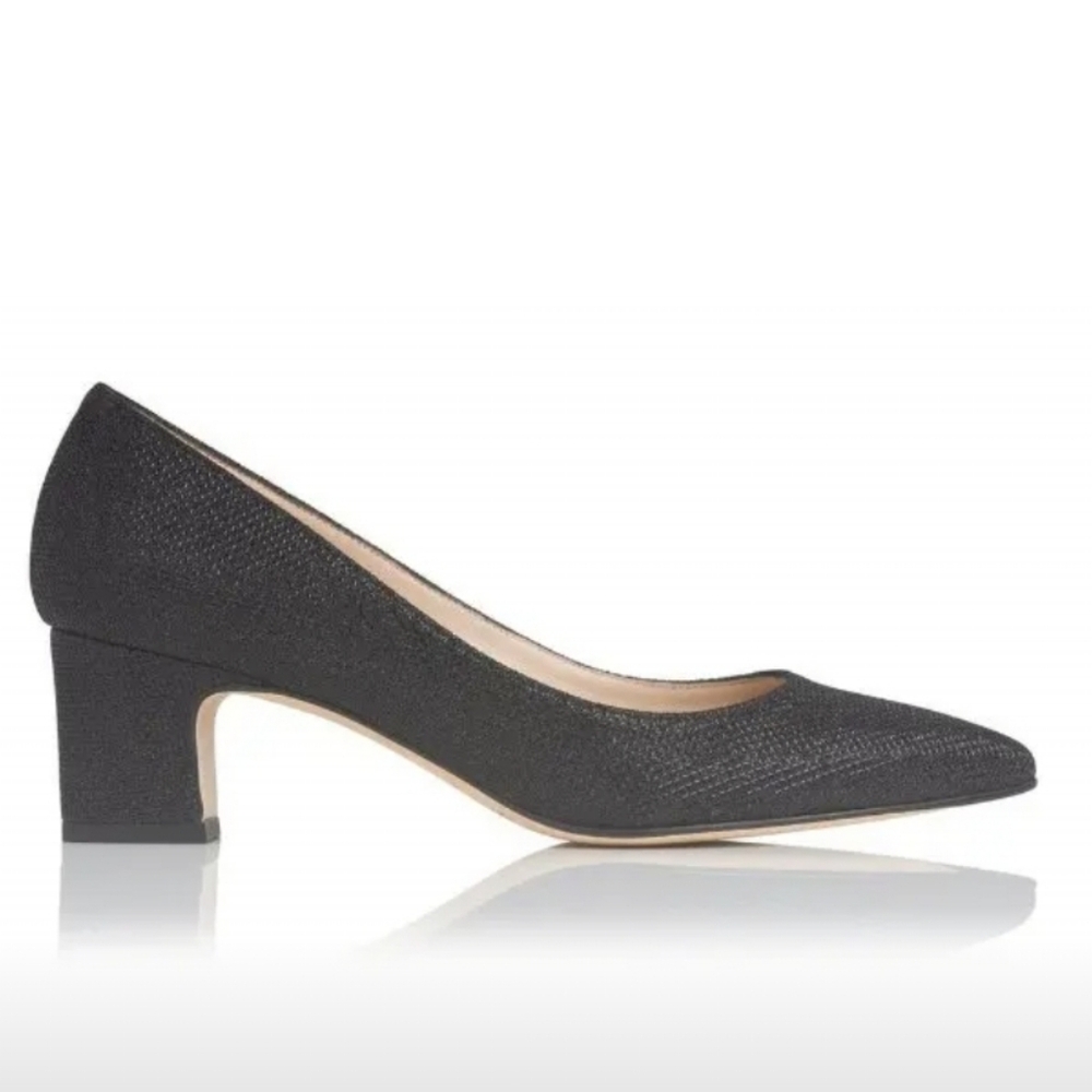 L.K. Bennett Annabelle Black Metallic Sparkle Block Heel Sz 38/7.5